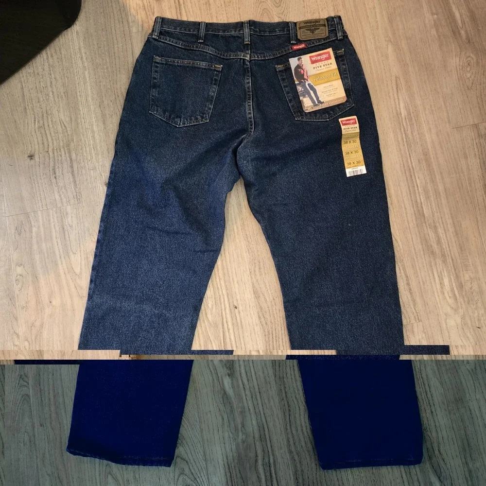 Wrangler Jeans Mens 38x30 Blue Five Star Premium Relaxed Fit NEW Workwear Rugged